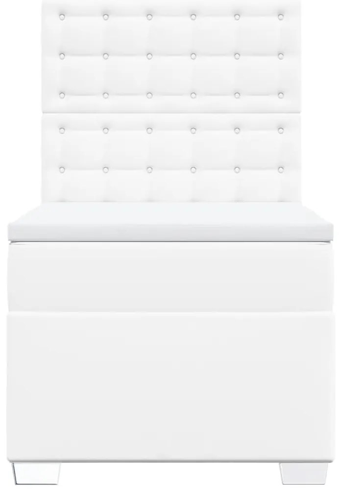vidaXL Κρεβάτι Boxspring με Στρώμα Λευκό 80 x 200 εκ. Συνθετικό Δέρμα