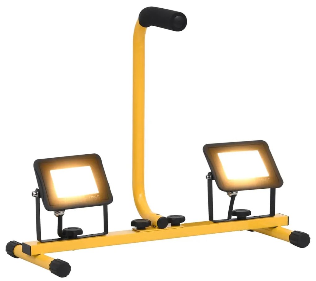 vidaXL Προβολέας LED με Λαβή Θερμό Λευκό 2 x 20 W