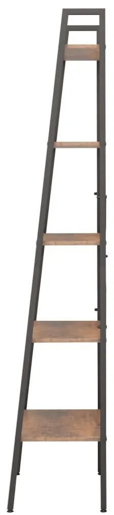 vidaXL Ραφιέρα 5 Επιπέδων Σκούρο Καφέ &amp; Μαύρο 56 x 35 x 174 εκ.