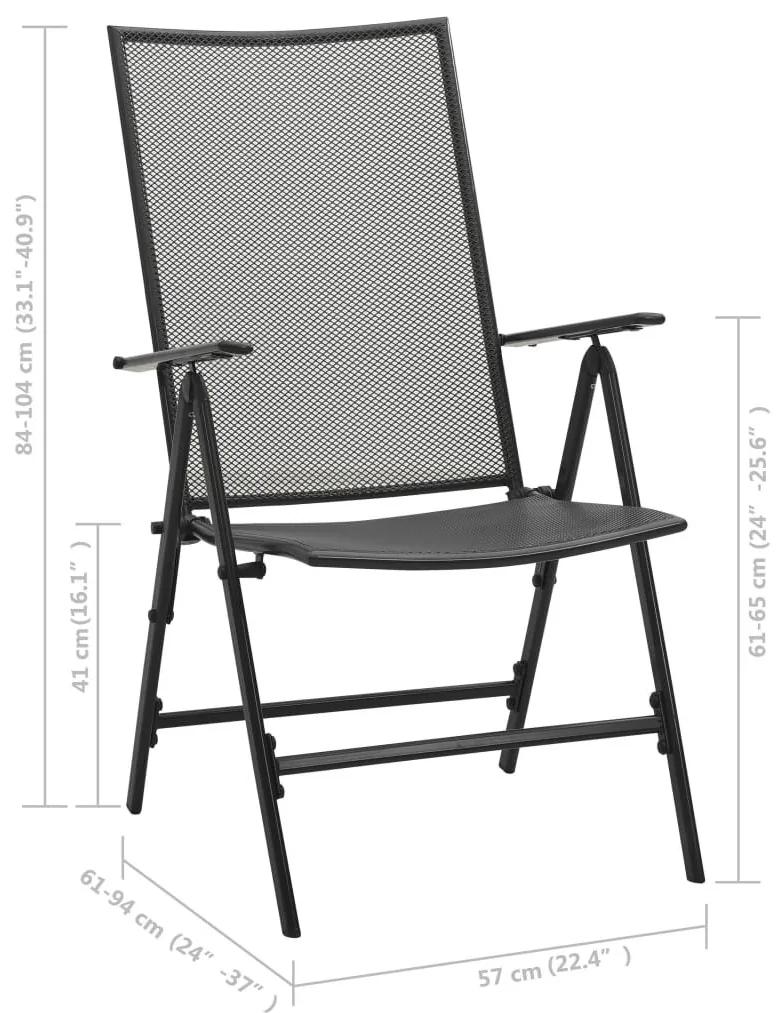 Καρέκλες Πτυσσόμενες με Πλέγμα 4 τεμ. Ανθρακί Ατσάλινες - Ανθρακί