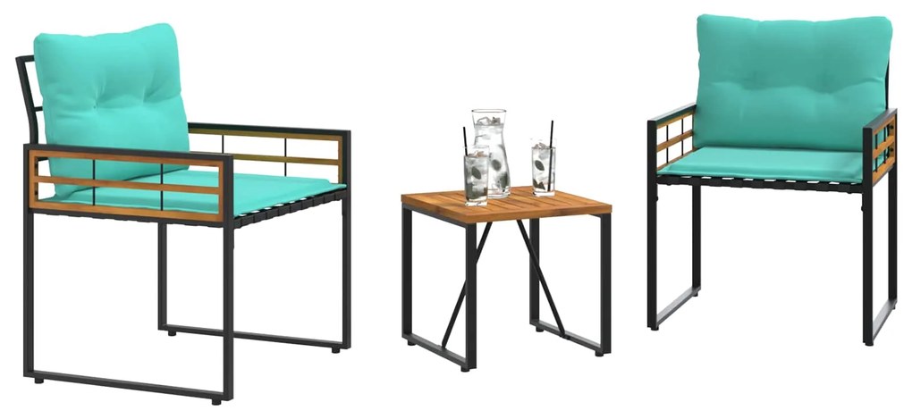 vidaXL Σετ Εξωτερικών Επίπλων με μαξιλάρι 3 pcs Τιρκουάζ