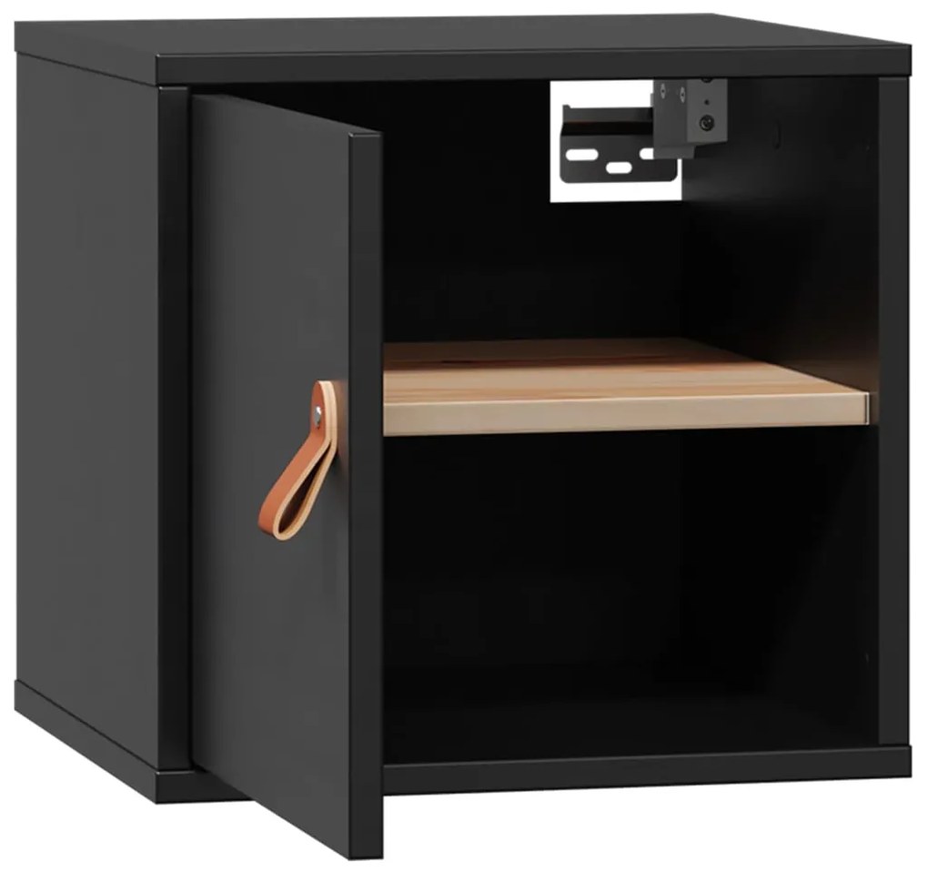 vidaXL Ντουλάπι Τοίχου Μαύρο 31,5x30x30 εκ. από Μασίφ Ξύλο Πεύκου