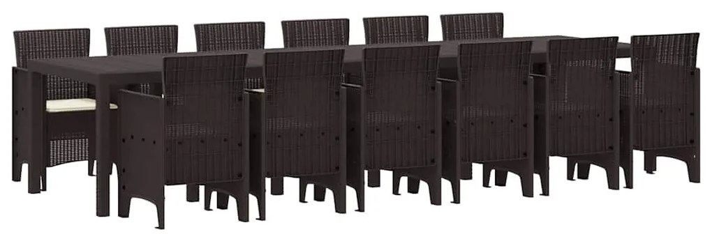 vidaXL Σέτ φαγητού για κήπο 13 pcs Καφέ Rattan Polt