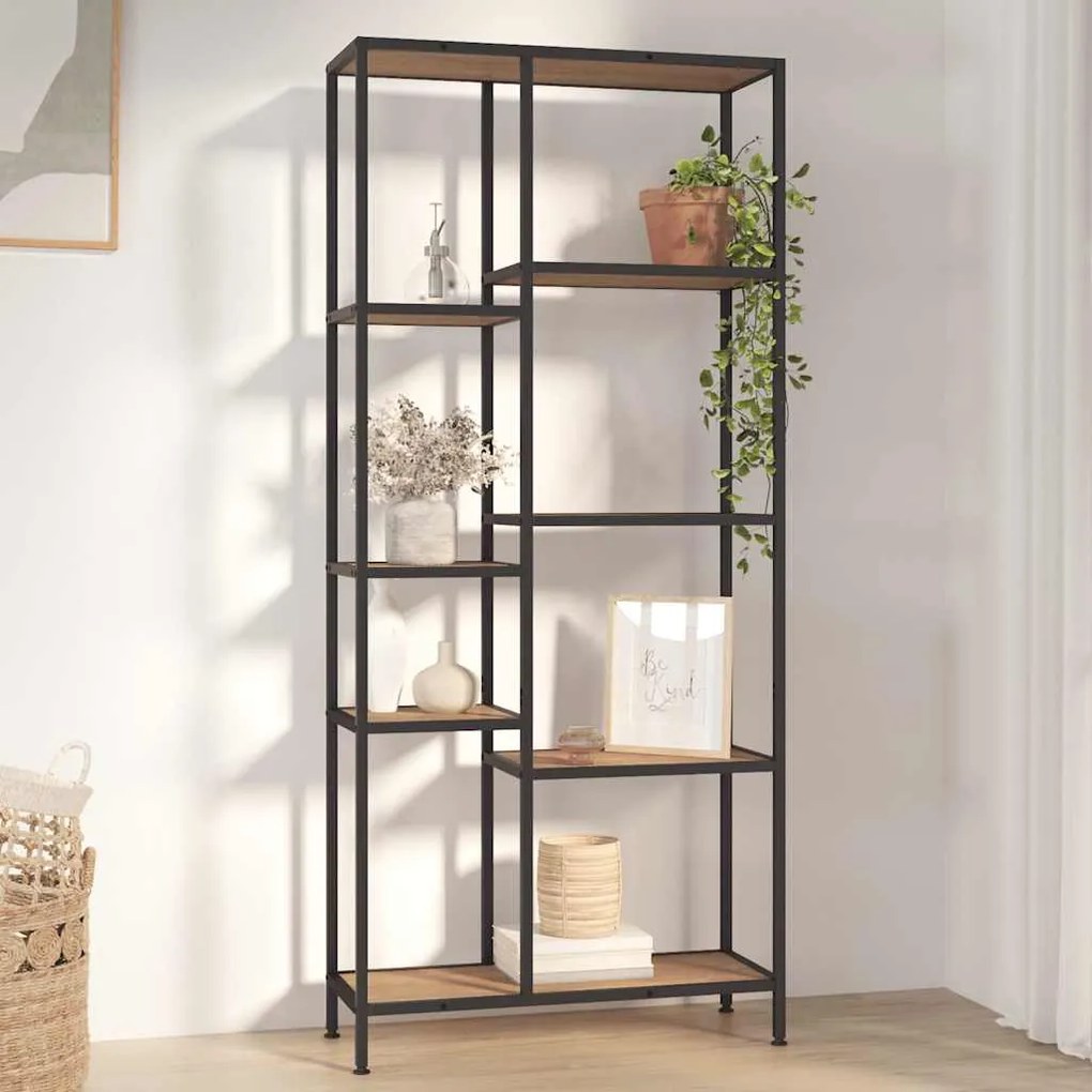 vidaXL Βιβλιοθήκη 80 x 30 x 180 εκ. από Ατσάλι και Επεξεργασμένο Ξύλο