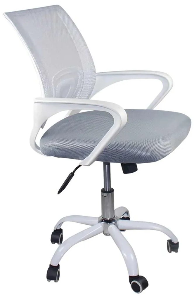 Πολυθρόνα Γραφείου Bf2101-Sw Με Ανάκλιση Άσπρο / Mesh Γκρι . Διάσταση: 57x53x90/100cm