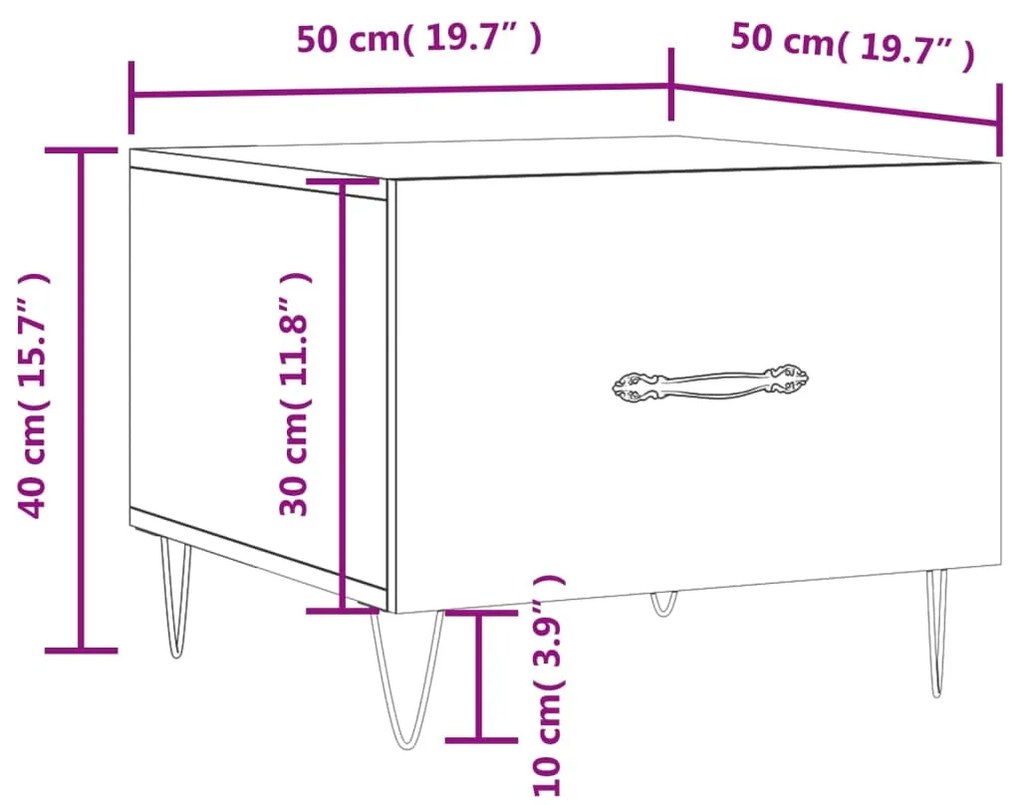 Τραπεζάκι Σαλονιού Sonoma Δρυς 50x50x40 εκ. Επεξεργασμένο Ξύλο - Καφέ