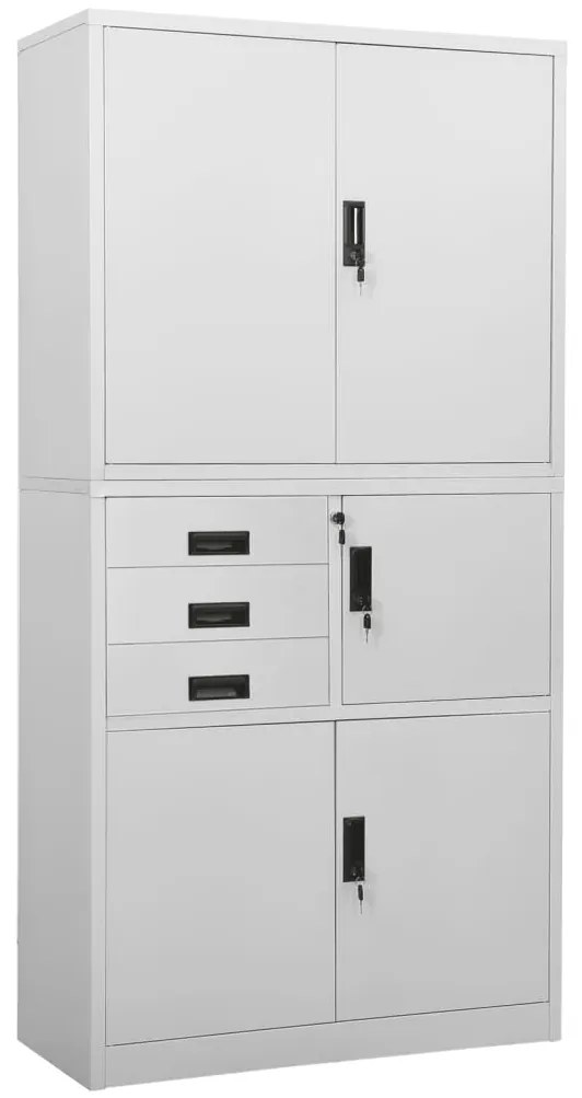 vidaXL Ντουλάπα Γραφείου Ανοιχτό Γκρι 90 x 40 x 180 εκ. Ατσάλινη