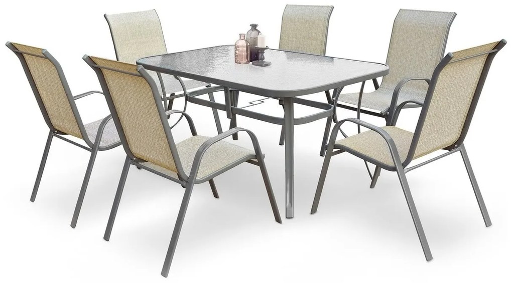 Τραπέζι εξωτερικού χώρου Houston 1070, Γυαλί, 72x90cm, 25 kg, Σκούρο γκρι, Μέταλλο | Epipla1.gr