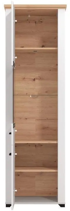 Βιτρίνα Valencia 1K VS1 Λευκό - Artisan Oak - Λευκό Μάτ 61x41x195 εκ. 61x41x195 εκ.