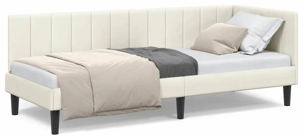 vidaXL Κρεβάτι Γωνίας με κεφαλάρι Κρεμ 80 x 200 cm Βελούδο