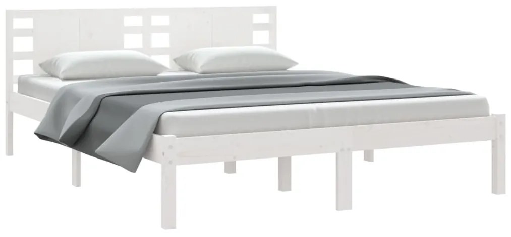 Πλαίσιο Κρεβατιού Λευκό 150 x 200 εκ. Μασίφ Ξύλο King Size 3104224