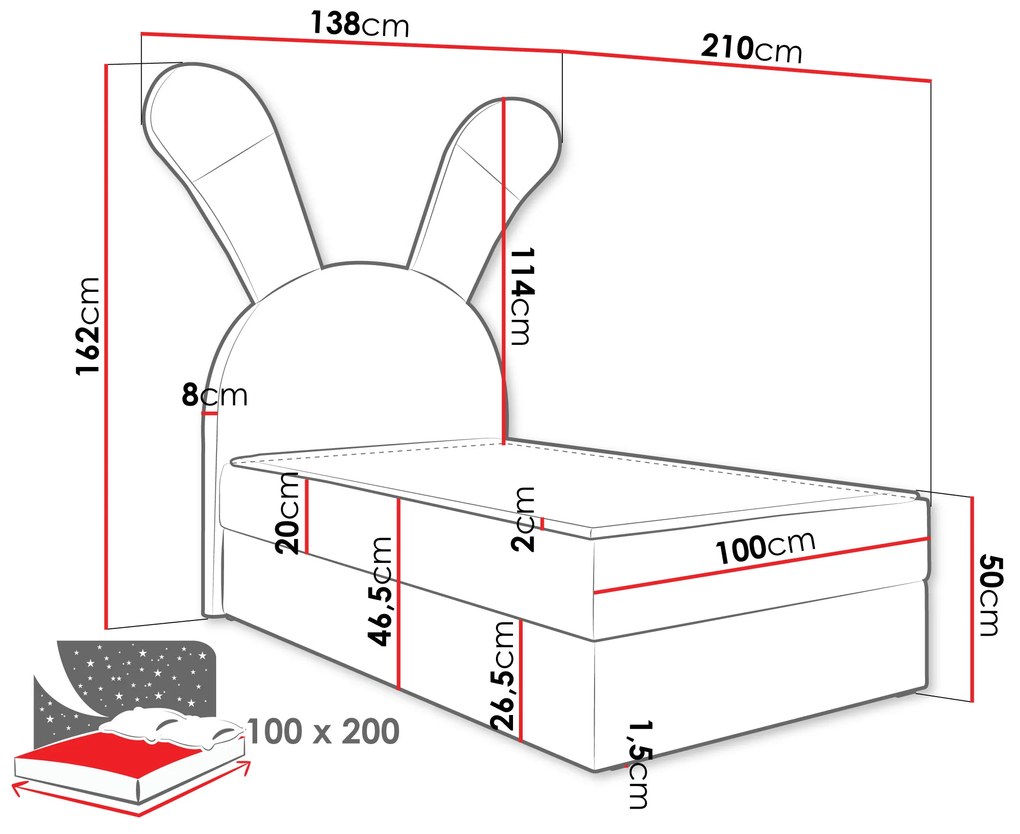 Επενδυμένο κρεβάτι Bunny Light-Gkri-Aristera