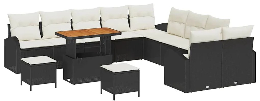 vidaXL Σετ Καναπέ Κήπου με μαξιλάρι 13 pcs Μαύρο Πολυ ράταν