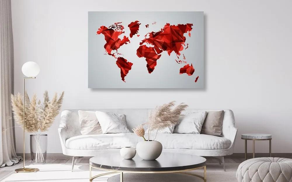Εικόνα στον παγκόσμιο χάρτη φελλού σε διανυσματικό γραφικό σχέδιο με κόκκινο χρώμα - 120x80  smiley