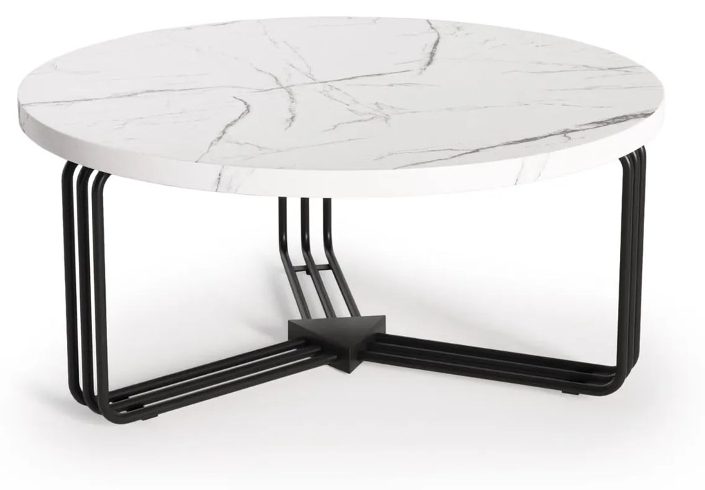 ANTICA coffee table top - white marble, frame - black (2box = 1pc) DIOMMI V-CH-ANTICA-LAW-BIAŁY