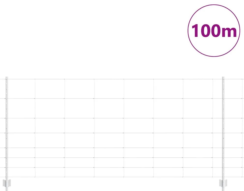 vidaXL Φράχτης με Στήλες. Ασημί 1 x 100 m Ατσάλι