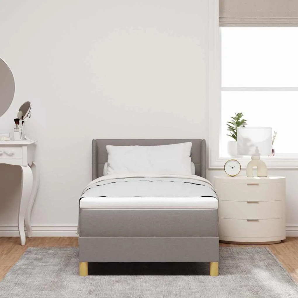 vidaXL Κρεβάτι με Ελατήρια με στρώμα Taupe 90 x 200 cm ύφασμα