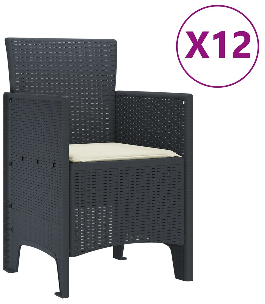 vidaXL Σετ Τραπεζαρίας Κήπου 13 pcs Ανθρακί Μεγάλο