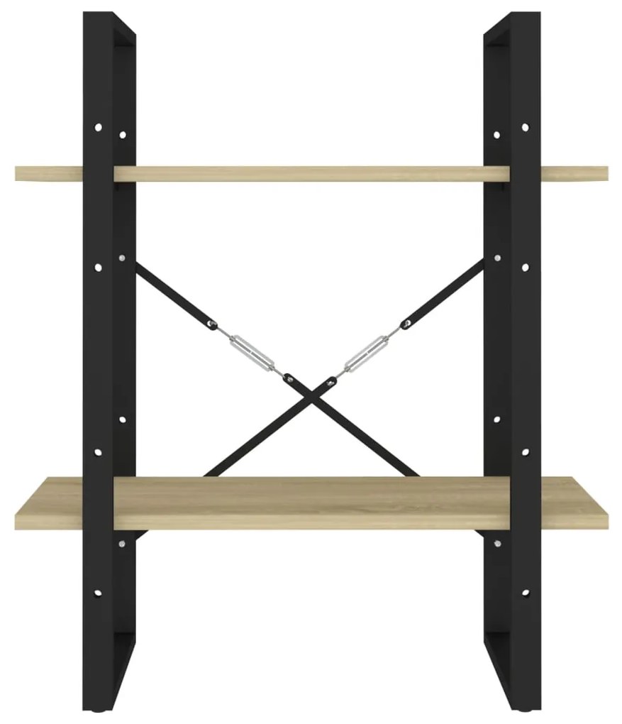 vidaXL Βιβλιοθήκη με 2 Ράφια Sonoma Δρυς 60 x 30 x 70 εκ. Επεξ. Ξύλο