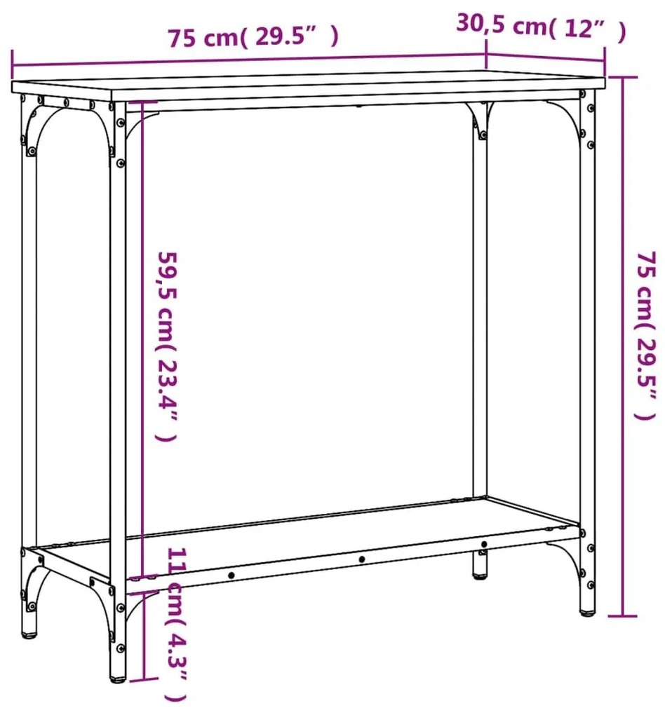 Τραπέζι Κονσόλα Καπνιστή Δρυς 75 x 30,5 x 75 εκ. Επεξεργ. Ξύλο - Καφέ