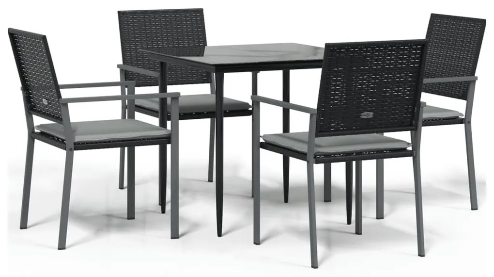 vidaXL Σετ Τραπεζαρίας Κήπου 5 τεμ. Συνθ. Ρατάν / Ατσάλι με Μαξιλάρια