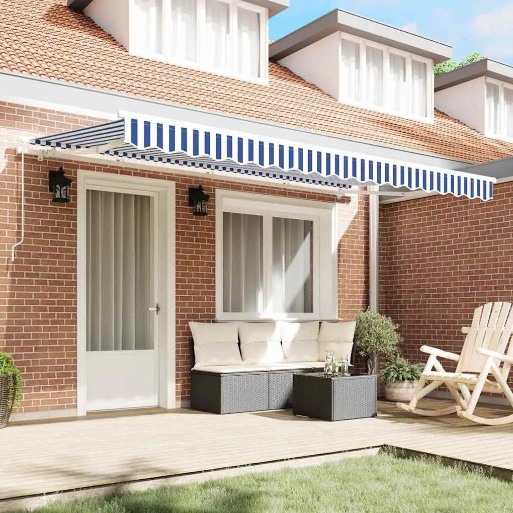 vidaXL Σκηνίτσα Αναδιπλούμενη Μπλε και άσπρο 350 x 200 cm