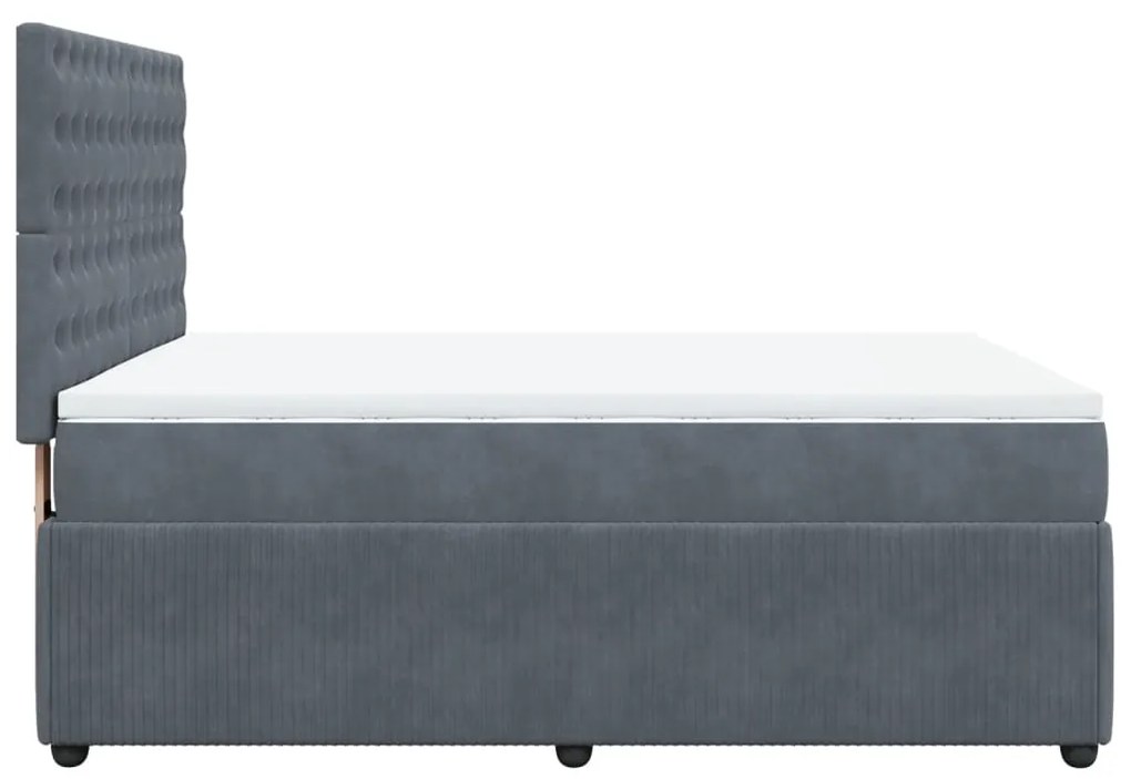 vidaXL Κρεβάτι Boxspring με Στρώμα Σκούρο Γκρι 140x190 εκ. Βελούδινο
