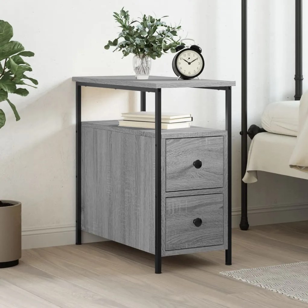 vidaXL Κομοδίνο Γκρι Sonoma 30 x 60 x 60 εκ. από Επεξεργασμένο Ξύλο