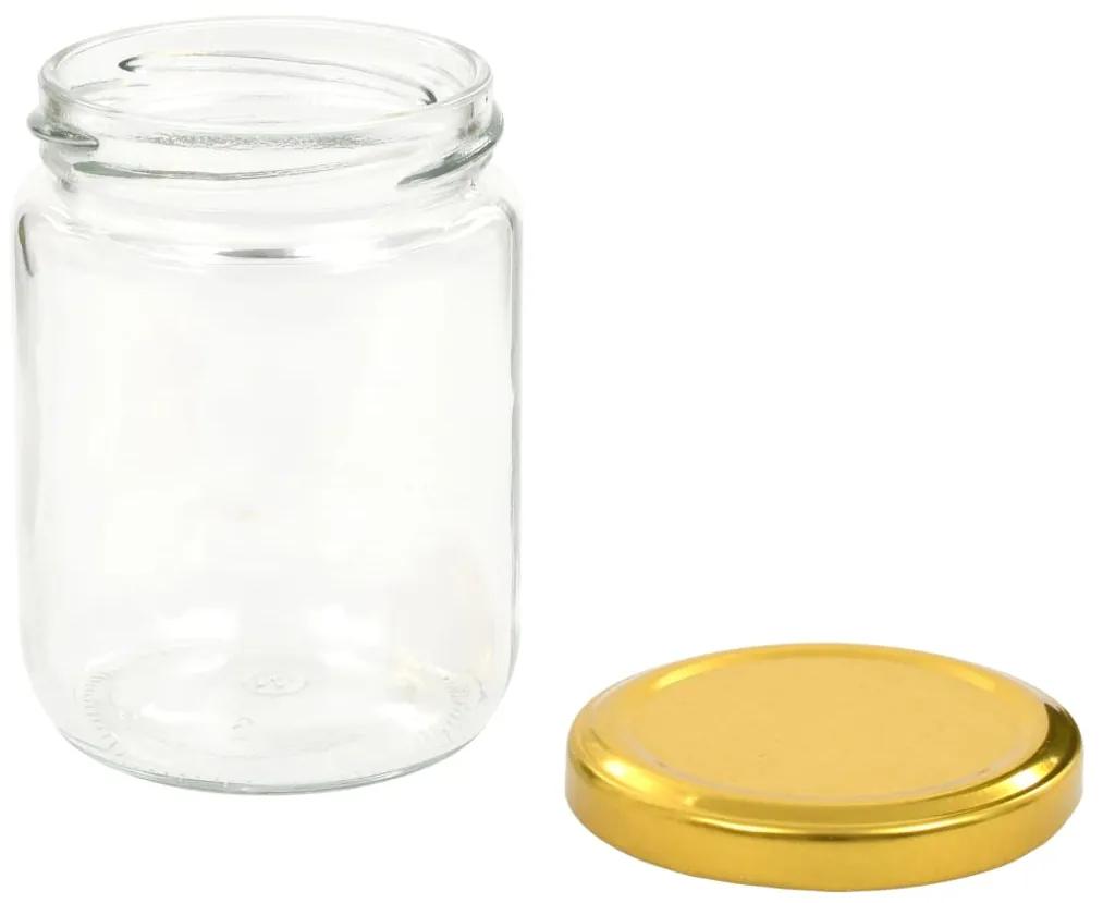 vidaXL Βάζα Μαρμελάδας 96 τεμ. 230 ml Γυάλινα με Χρυσά Καπάκια