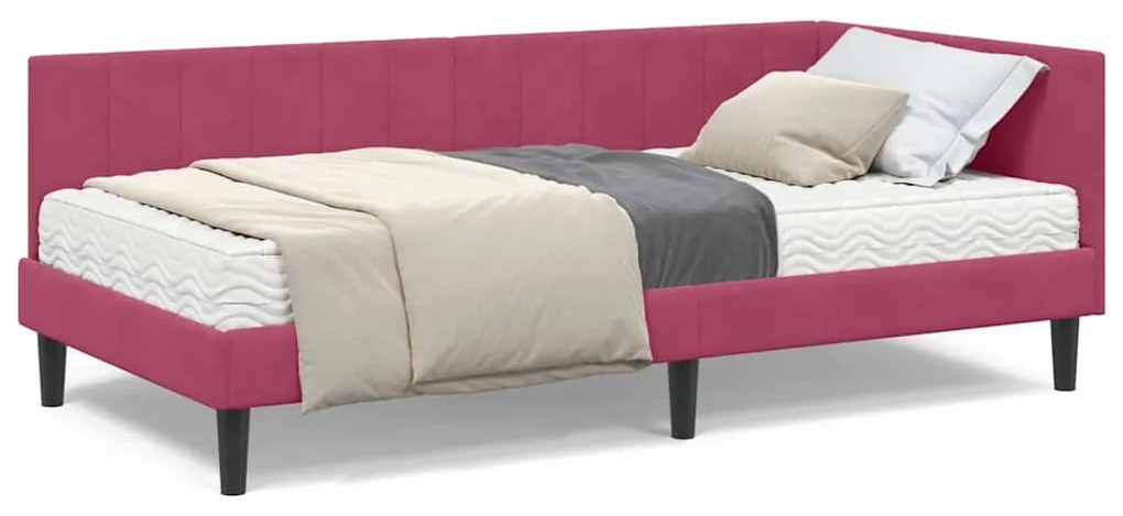 vidaXL Κρεβάτι γωνίας με στρώμα με στρώμα 2 pcs Πράσινο Βελούδο