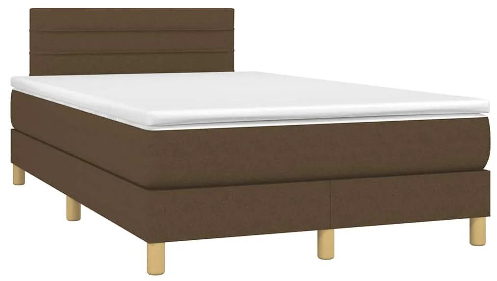 vidaXL Κρεβάτι Boxspring με Στρώμα & LED Σκ.Καφέ 120x190εκ. Υφασμάτινο