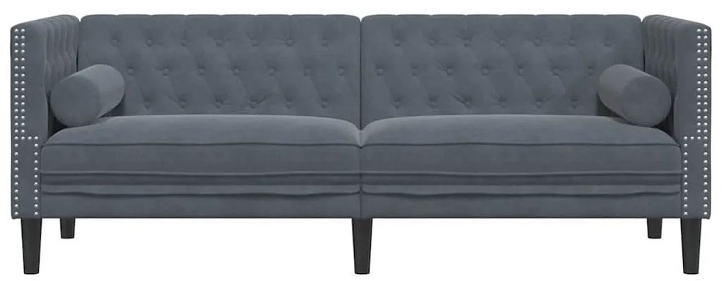 vidaXL Καναπές Chesterfield Σκούρο γκρι 194 x 74.5 x 70.5 εκ. Βελούδο