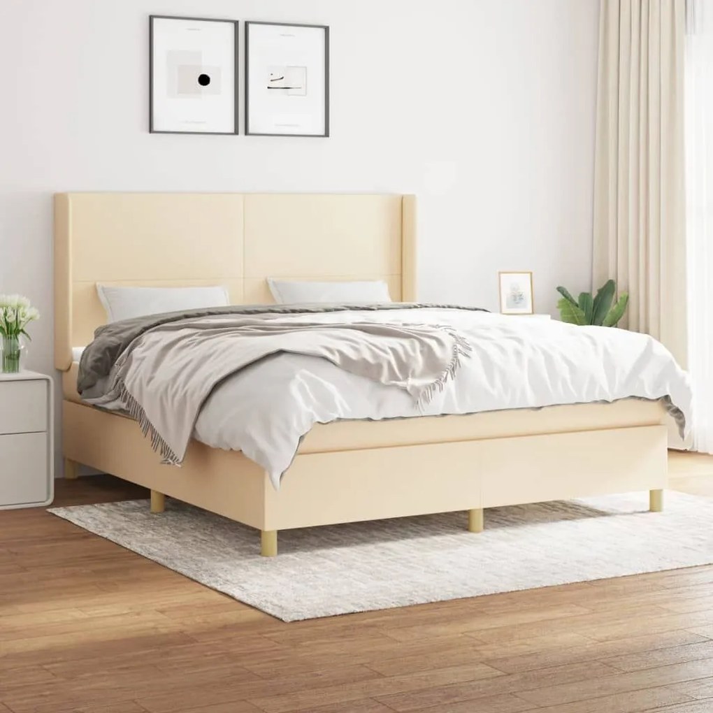 ΚΡΕΒΑΤΙ BOXSPRING ΜΕ ΣΤΡΩΜΑ ΚΡΕΜ 180X200 ΕΚ. ΥΦΑΣΜΑΤΙΝΟ 3131854