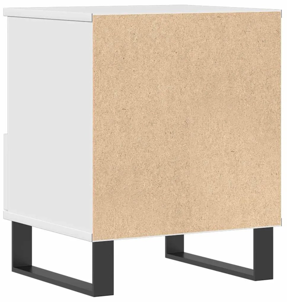 vidaXL Κομοδίνο Γυαλ. Λευκό 40 x 35 x 50 εκ. από Επεξεργασμένο Ξύλο