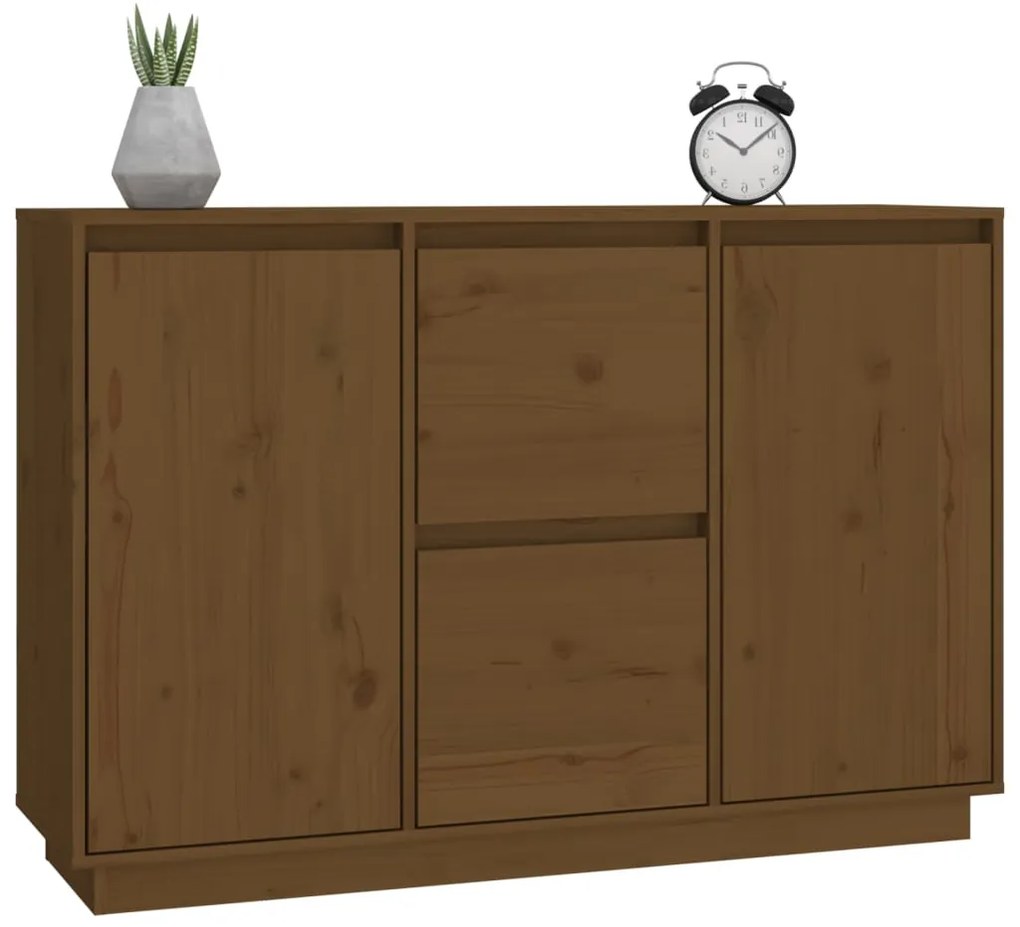 vidaXL Ντουλάπι Καφέ Μελί 111x34x75 εκ. από Μασίφ Ξύλο Πεύκου