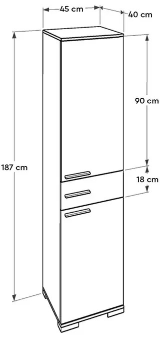 Ντουλάπα ρούχων - παπουτσοθήκη 12 ζεύγων Diamond Megapap μονόφυλλη χρώμα λευκό gloss 45x40x187εκ.