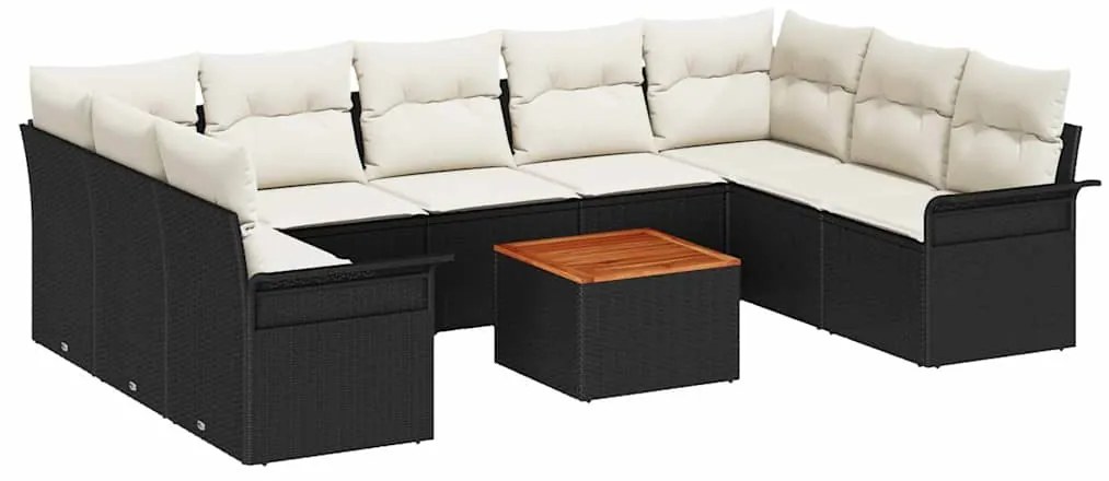 vidaXL Σετ Καναπέ Κήπου 10 pcs Μαύρο, Κρέμα 55 x 55 x 37 εκ
