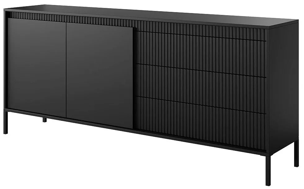 Μπουφές Με Συρτάρια Senso 21B_cz 187x40x81cm Anthracite Μελαμίνη,Μέταλλο