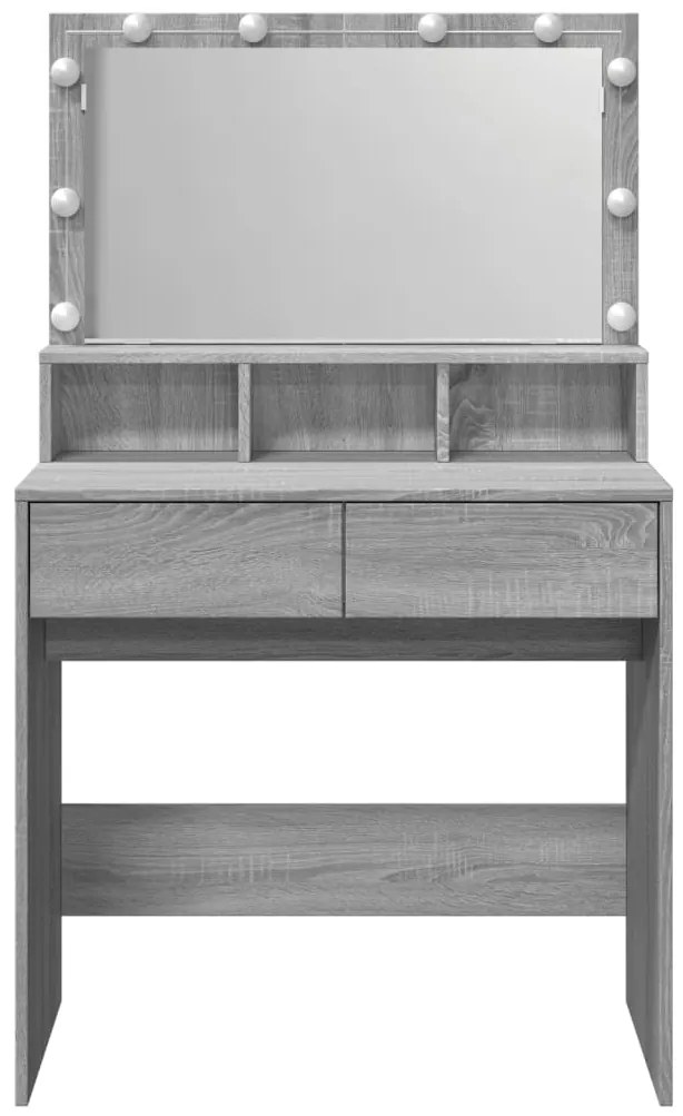 vidaXL Μπουντουάρ με LED Γκρι Sonoma 80x41x144,5 εκ.