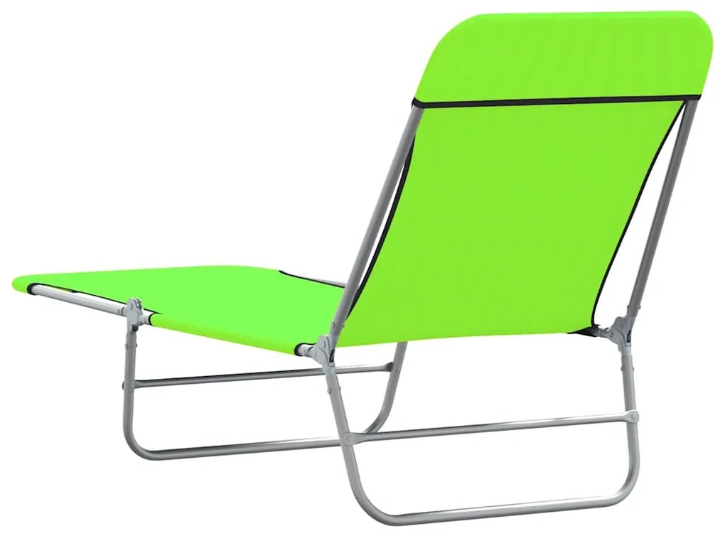 vidaXL Ξαπλώστρες Πτυσσόμενες 2 τεμ. Πράσινες από Ατσάλι / Ύφασμα