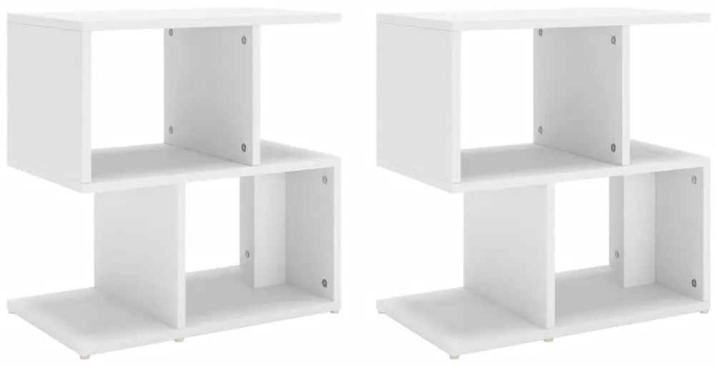 vidaXL Κομοδίνα 2 τεμ. Λευκά 50 x 30 x 51,5 εκ. από Επεξ. Ξύλο
