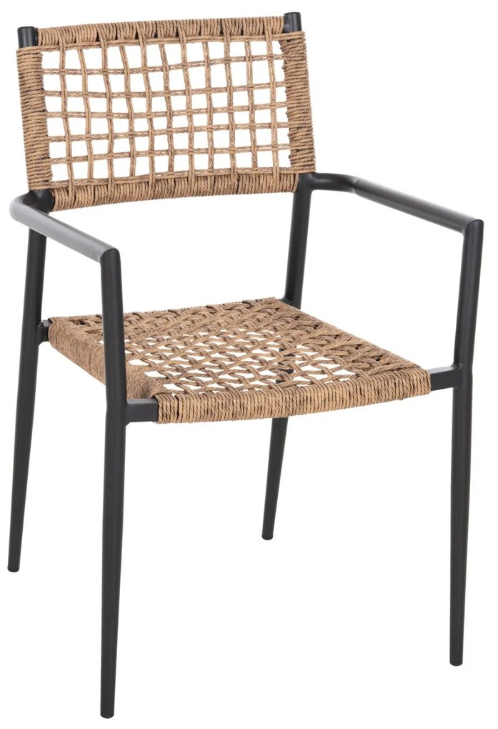 Καρέκλα - Πολυθρόνα TRILAN C6044.02 Μαύρη Αλουμινίου με Φυσικό Συνθετικό Rattan 57x59x85Υεκ. 57x59x85 εκ.