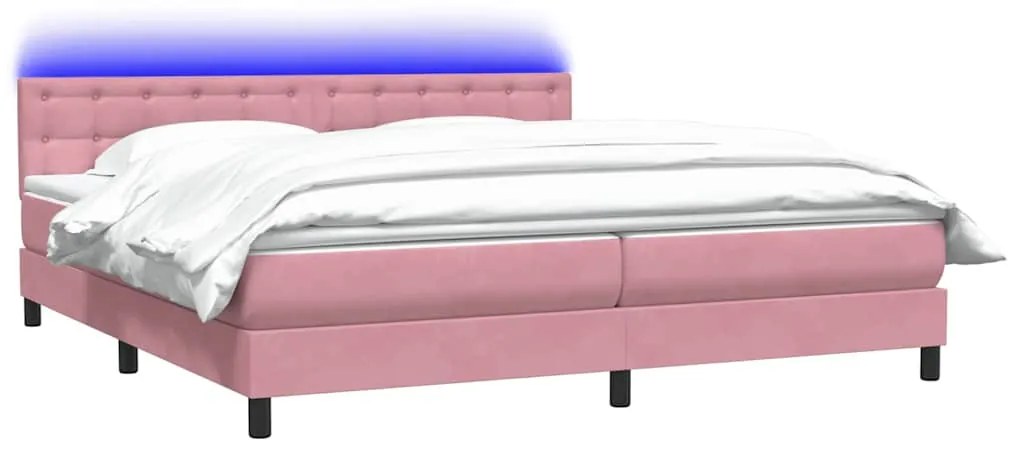 vidaXL Κρεβάτι Boxspring με Στρώμα Ροζ 200x210 εκ. Βελούδινο