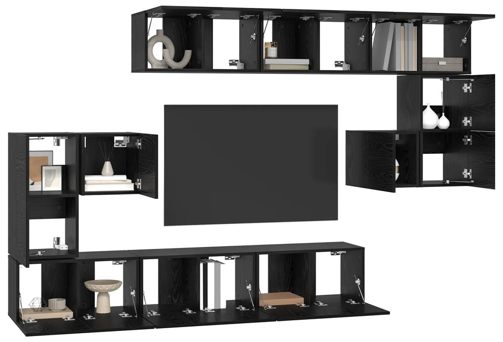 vidaXL Σετ επίπλου τηλεόρασης 10 pcs Μαύρη δρυς 180 x 30 x 90.5 εκ