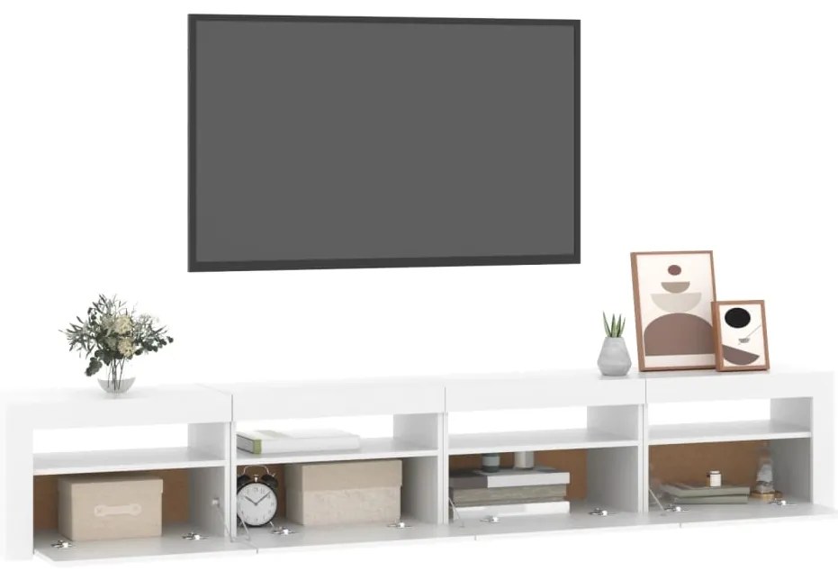 vidaXL Έπιπλο Τηλεόρασης με LED Λευκό 240x35x40 εκ.