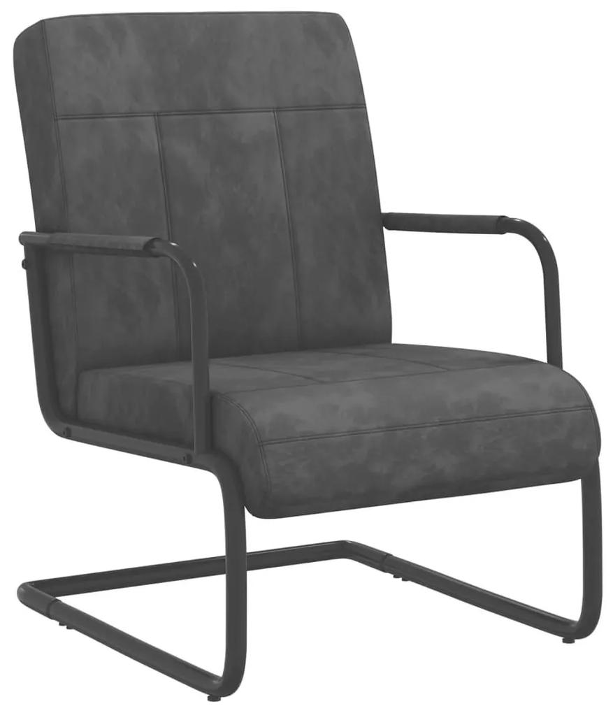 Καρέκλα «Πρόβολος» Σκούρο Γκρι Βελούδινη - Γκρι