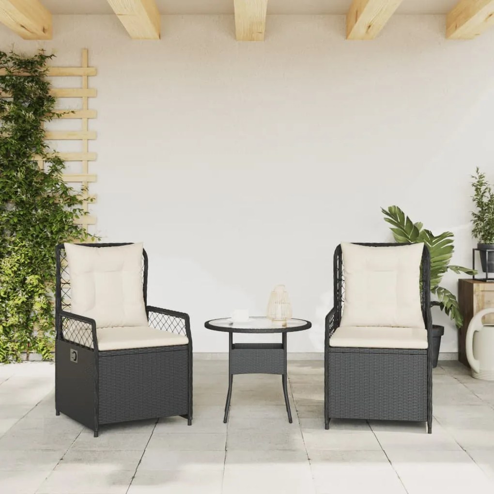 vidaXL Καρέκλες Κήπου Ανακλινόμενες 2 τεμ Μαύρο Συνθ. Ρατάν