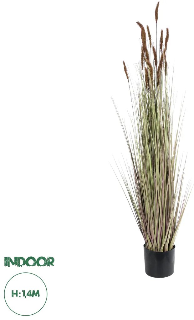 21101 GloboStar® Artificial Garden BROWN LAGURUS 21101 Διακοσμητικό Φυτό Καφέ Λαγοουρά Υ140cm