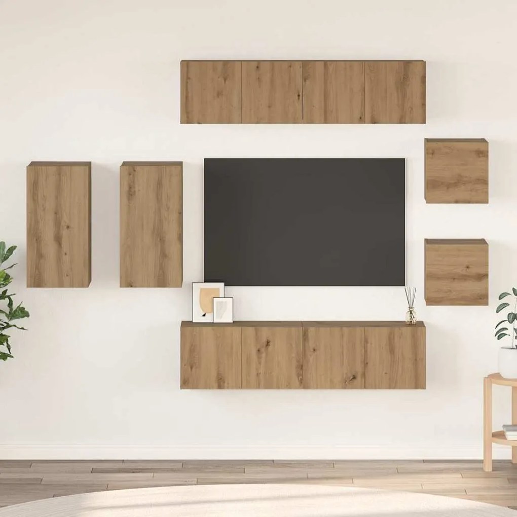 vidaXL Σετ επίπλου τηλεόρασης 8 pcs artisan δρυς 30.5 x 30 x 60 εκ.