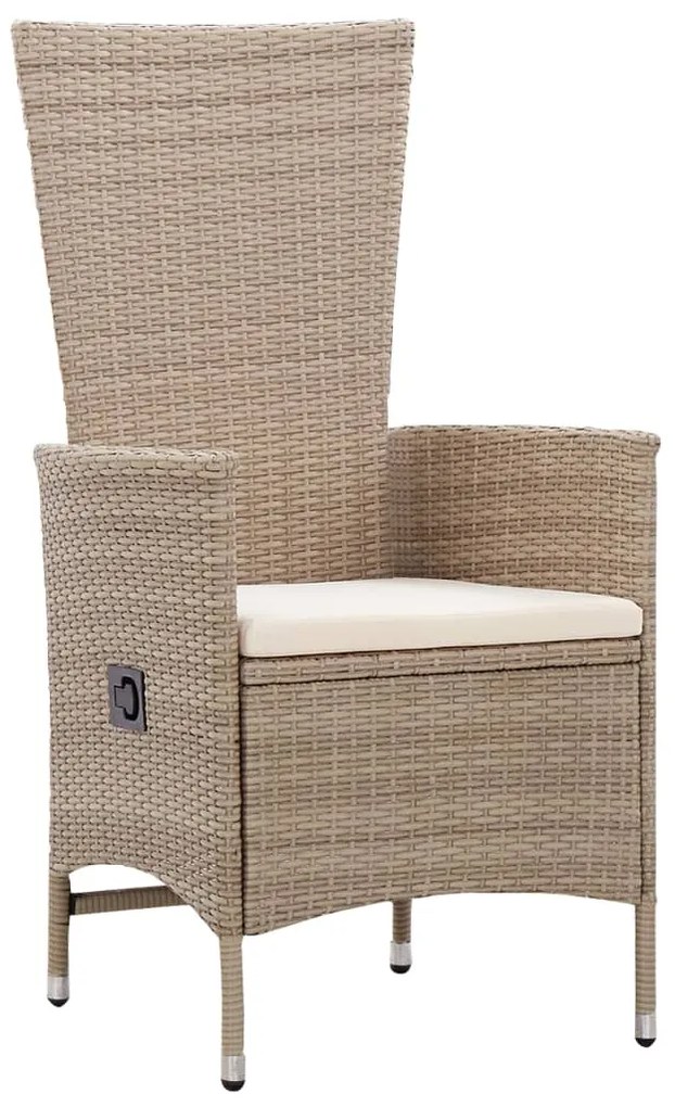 vidaXL Σετ Τραπεζαρίας Κήπου 3 Τεμαχίων Μπεζ με Μαξιλάρια